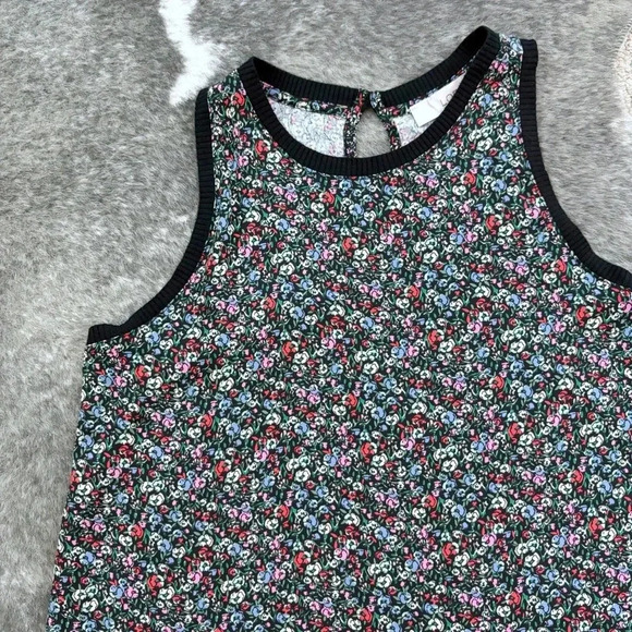 LOFT Floral Rib Trim Mixed Media Tank - Picture 3 of 12